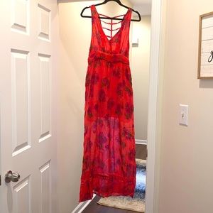 Coral Floral Cotton Maxi